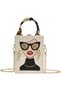 Corner Urban Style Women's Handbag with Lady Head & Faux Pearl Earrings Design
