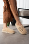 Lucy Cream Teddy Bear Embroidered Women's Soft Plush Furry Dowry Bundle Bridal House Slippers - 3