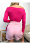Women's Fuchsia Boat Neck Viscose Fabric Long Sleeve Blouse - 7