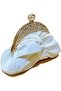 White Mini Clutch Bag with Crown Design, Pearl Accents & Removable Strap - 2