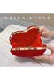 Heart-Shaped Corduroy Mini Evening Clutch – Red - 7