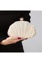 Champagne Shell-Shaped Evening Clutch – Elegant Crossbody Purse for Women with Removable Strap – - 3