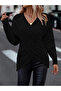 Double-Breasted Collar Braided Patterned Hair Braided Knitwear Kaza Black - 2
