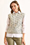 Women's Ecru Leopard Hair Braided Shiny Textured Knitwear Sweater Svt-00000048 - 2