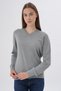 Women's Medium Gray 100% Organic Cotton V-Neck Knitwear Sweater Blouse Trıst-6102 - 2