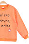 Girl's Heart Orange Sweatshirt with Text Print, Long Sleeve Crew Neck Sweatshirt - 4