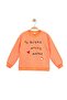 Girl's Heart Orange Sweatshirt with Text Print, Long Sleeve Crew Neck Sweatshirt
