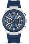 DT003 Chronograph Watch for Men with 43.5mm Case, Blue Partial See-Through Dial, Silicone Str