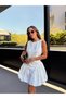 Women's Drawstring Detailed Balloon Skirt White Dress
