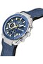 DT007 Chronograph Watch - 43.5MM Blue Textured Dial with Yellow Accents, Blue Leather Strap, - 2