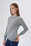 Women's Medium Gray 100% Organic Cotton Crew Neck Knitwear Sweater Blouse Trıst-6101 - 3