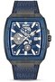 DT002 Men's Watch with 40mm Rectangular Deep Grey Case, Blue Semi-Transparent Dial, 3 Hands &