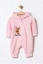 Winter Sweet Reindeer Embroidered Hooded Welsoft Zippered Baby Jumpsuit