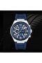 DT007 Chronograph Watch - 43.5MM Blue Textured Dial with Yellow Accents, Blue Leather Strap, - 5