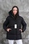 Women's Black Coat with Hood, Comfortable Fit, Oversized - 2