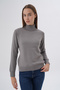 Women's Ash 100% Organic Cotton Turtleneck Knitwear Sweater Knitted Blouse Trist-6103 - 2