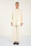 40938 - Stylish Comfortable Knitwear Fisherman Collar Top and Bottom Set - 2