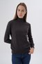 Women's 100% Melange Brown Organic Cotton Turtleneck Knitwear Sweater Knitted Blouse Trist-6103 - 2