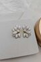 White Enamel Flower Gold Women's Earrings - 3