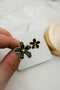 Black Enamel 5 Petal Flower Gold Women's Earrings - 3