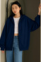 Unisex Navy Blue Zipper Hooded Sweatshirt