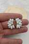 White Enamel Flower Gold Women's Earrings