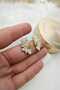 White Enamel Half Flower Gold Women's Earrings - 3