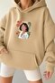 3 Yarn Combed Cotton Flower Pattern Women's Unisex Hooded Sweatshirt