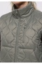 Regular Fit Stand Collar Zippered Lined Reversible Women's Green Vest - 4