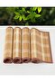American Style Set of 4 Bamboo Wicker Table Service Dining Presentation Cover Special Handmade Natural Four-Piece Set - 3