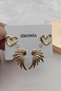 Set of 3 Wing Heart Zircon Stone Gold Women's Earrings