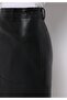 Midi Straight Zippered Women's Black Skirt - 5