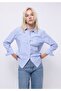 Regular Fit Shirt Neck Plain Women's Blue Long Sleeve Shirt