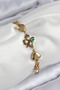 316L Steel Evil Eye Bead Detailed Clover Model Gold Color Women's Bracelet