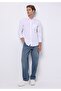 Slim Fit Shirt Neck Plain Men's White Long Sleeve Shirt - 3