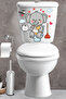Toilet Seat Sticker Cute Elephant Hearts and Clouds Themed Bathroom Toilet Sticker - 4