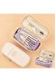 Kawaii Special Colorful Double Layer Canvas Pencil Case Pastel Tone Large Capacity Pen Holder - 2