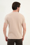 Patterned Slim Fit Short Sleeve Cotton Men's T-Shirt Beige - 36858.25Y - 3