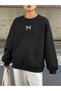 Unisex / Men's White Ribbon Designed Special Colored Cotton 2-Thread Ribbed Winter Sweatshirt - 3