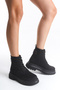 Elena Sinclair Black Suede Women's Zippered Studded Detailed Casual Boots - 6