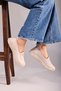 Women's Cream Lace-Up Orthopedic Sole Ballerina Casual Shoes Mother Shoes Classic Shoes - 7