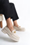 Rosa Sinclair Beige Laceless Stylish Buckle Rustic Orthopedic Sole Ergonomic Daily Loafer Shoes - 5