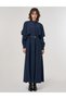 Belt Detailed Maxi Rayon Dress Dark Navy Blue