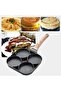 ECVV 4 Hole Omelet Pan for Burger Eggs Ham Pancake Maker Wooden Handle Frying Pot Non-Stick Cooking - 2