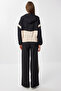 Contrast Color Knitted Top and Bottom Set Lcr0095 Black Beige - 6