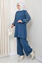 Balloon Sleeve Tunic Set with Glitter Trousers - 2
