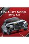 Bmw M8 Diecast Metal 1.24 Scale Car Door Trunk Hood Can Open Black Bmw M8 Sports Car Model - 6