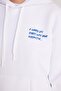 Women's Oversize Wide Cut Cotton Soft Textured Printed White Hooded Sweatshirt with Fleece Inside - 3