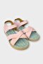 Women's Velcro Cross Strap Sandals Pudra - Blue - 4