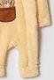 Winter Sweet Teddy Bear Pocket Hooded Welsoft Zippered Baby Jumpsuit - 3